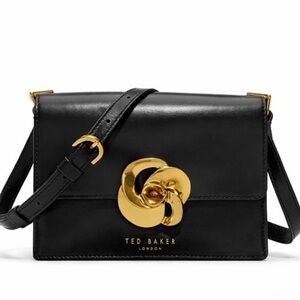 New Ted Baker London Rosalie Black Crossbody Bag with Gold Accent